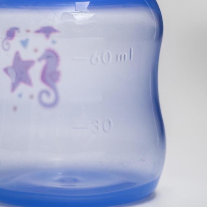 Бутылочка для кормления цветная, 60 мл, от 0 мес., цвета МИКС для мальчика