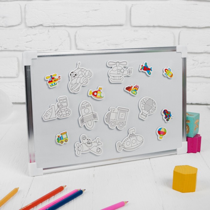 Набор развивающих магнитов "Транспорт", маркеры в наборе