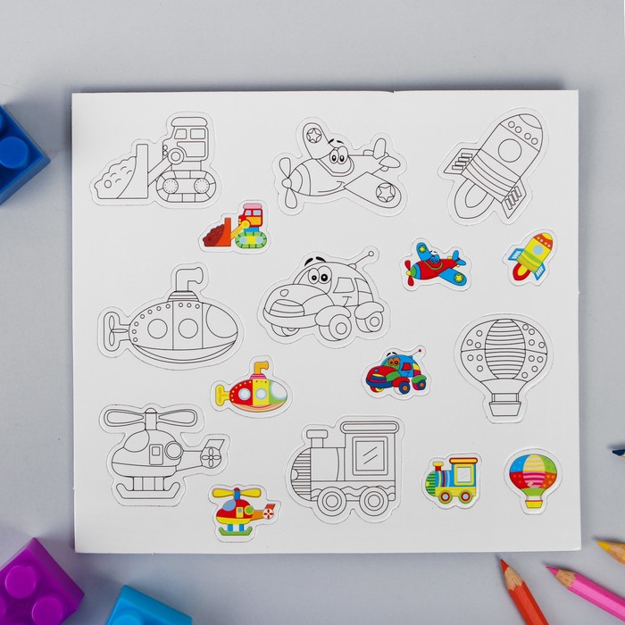 Набор развивающих магнитов "Транспорт", маркеры в наборе