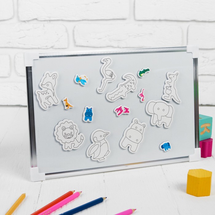 Набор развивающих магнитов "Зверята", маркеры в наборе