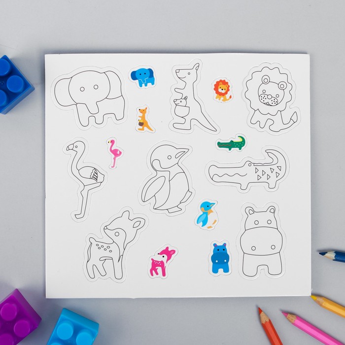 Набор развивающих магнитов "Зверята", маркеры в наборе