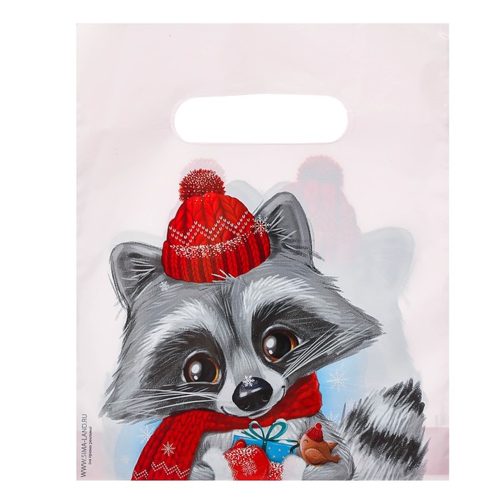Пакет подарочный полиэтиленовый «Енот», 17 × 20 см