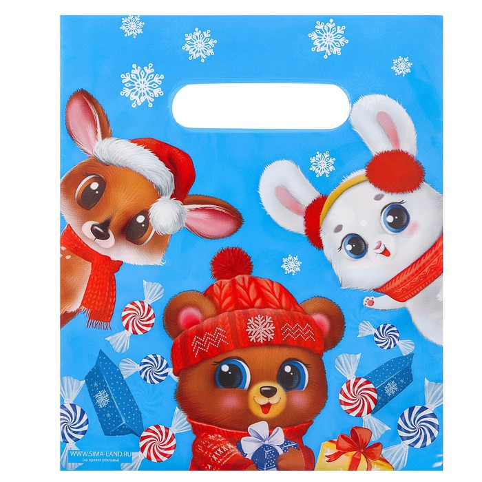 Пакет подарочный полиэтиленовый «Веселые зверята», 17 × 20 см