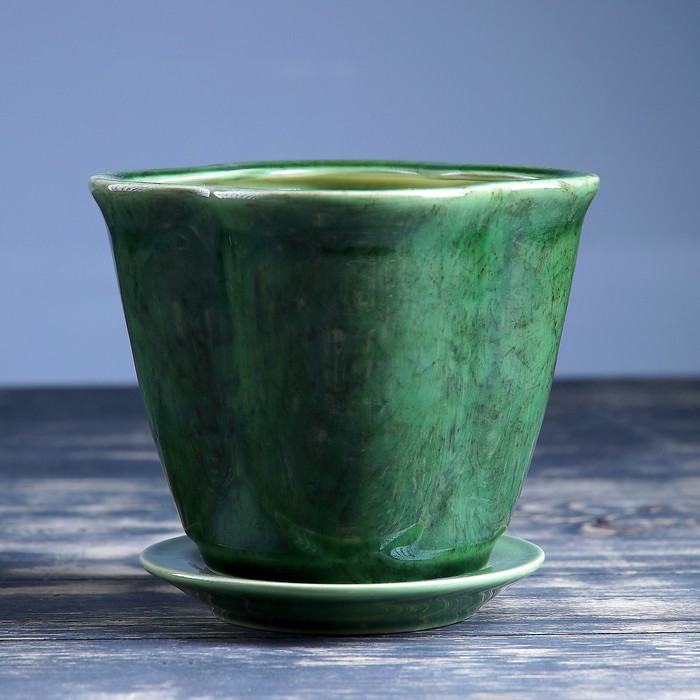 Горшок цветочный Дези №3, 1 л, 1 сорт, зелёный