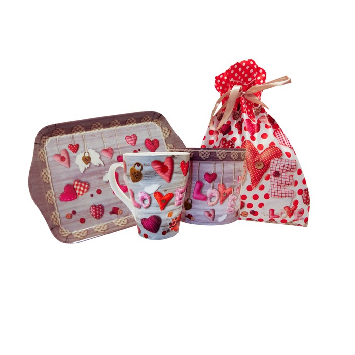 Набор подарочный Love, кружка 350 мл, поднос 21 х14 см