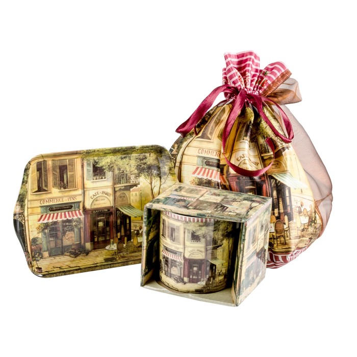 Набор подарочный "Парижское кафе", поднос 21 х 14 см, кружка 400 мл