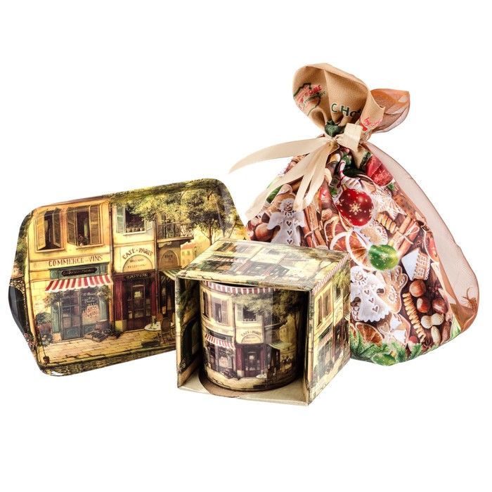 Набор подарочный "Парижское кафе", поднос 21 х 14 см, кружка 400 мл