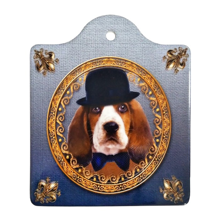 Подставка под горячее 16 х 19 см "Пёс Пижон", с настенным подвесом
