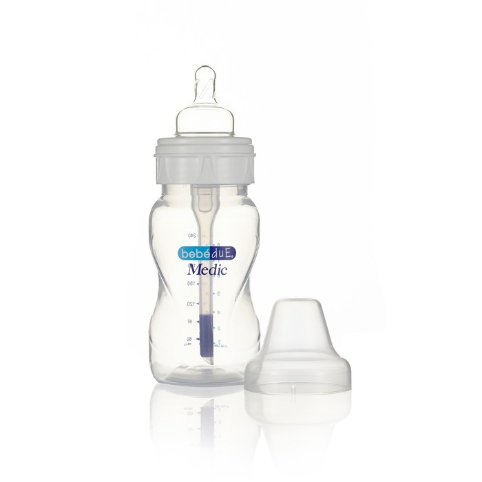 Детская полипропиленовая бутылочка с суперантиколиковой системой и термодатчиком Bebe Due Medic, 260