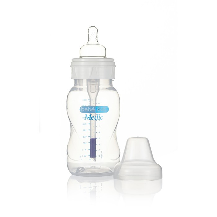 Детская полипропиленовая бутылочка с суперантиколиковой системой и термодатчиком Bebe Due Medic, 330