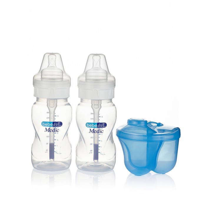 Набор Bebe Due Medic (Бутылочки 260 мл. 2 шт., контейнер для хранения молока или смеси 3-х секционны