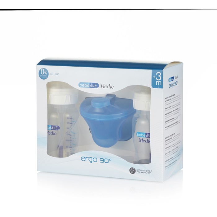 Набор Bebe Due Medic (Бутылочки 260 мл. 2 шт., контейнер для хранения молока или смеси 3-х секционны