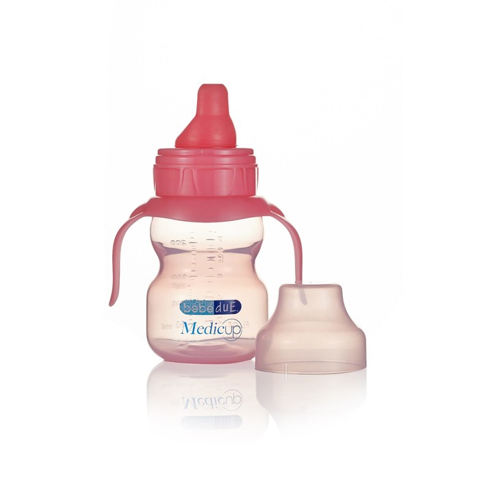 Чашка непроливайка Bebe Due Medic, 220 мл., от 0 мес., розовая