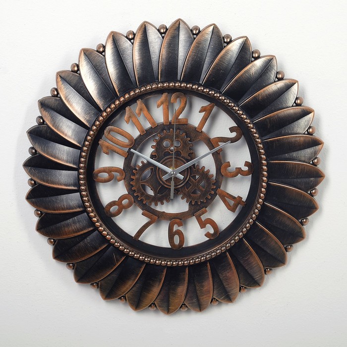 Часы настенные «Шестеренки», лепестки по краям d=40 см