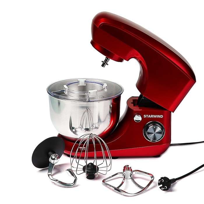 Миксер стационарный Starwind SPM5184, 1000 Вт, 6 скоростей, красный