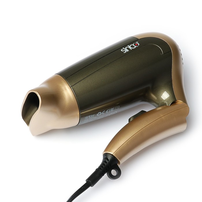Фен Sinbo SHD 7065, 2000 Вт, 2 скорости. 2 температуры, черно-золотистый
