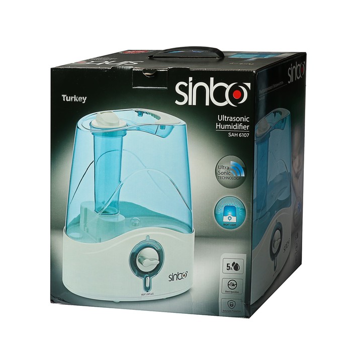 Увлажнитель воздуха Sinbo SAH 6107, 30 Вт, ультразвуковой, синий