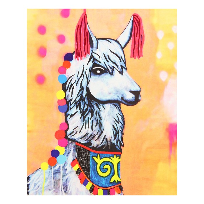 Алмазная картина "Нарядная лама" 17*21 см