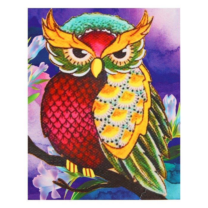 Алмазная картина "Сова и магнолии" 17*21 см