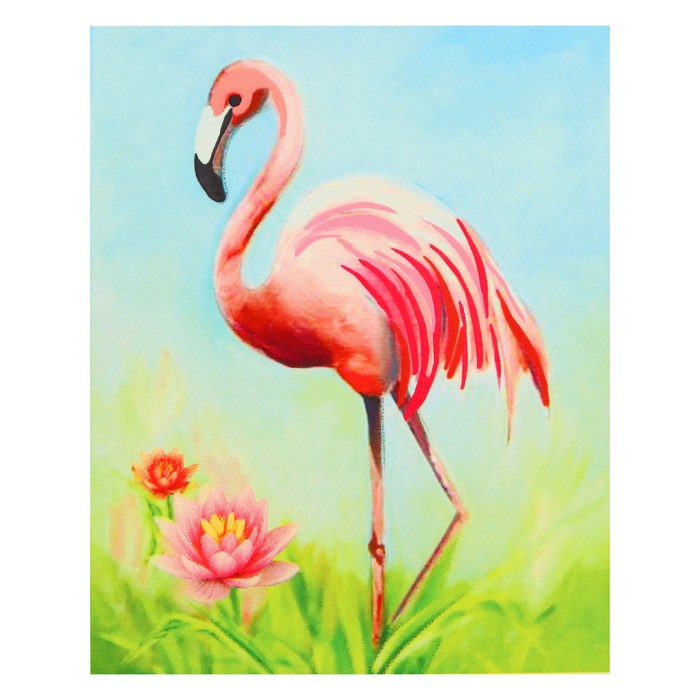 Алмазная картина "Розовый фламинго" 17*21 см