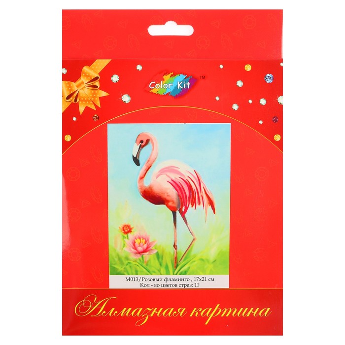 Алмазная картина "Розовый фламинго" 17*21 см