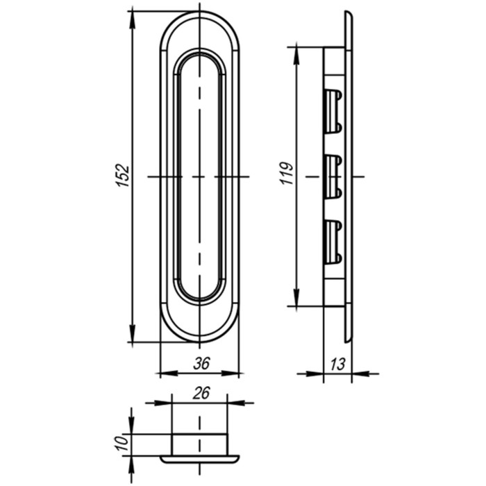 Ручка для раздвижных дверей Armadillo SH010-СP-8, цвет хром