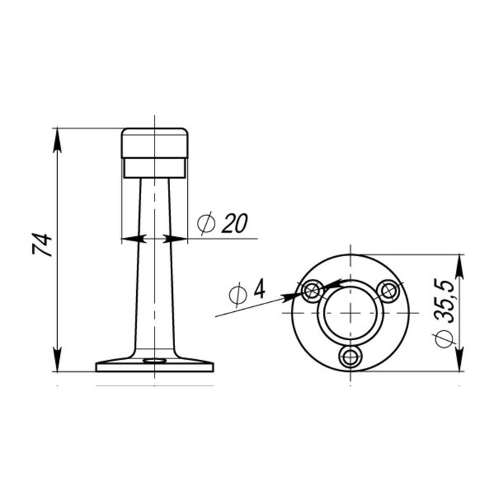 Упор дверной настенный DH033ZA SG, цвет матовое золото