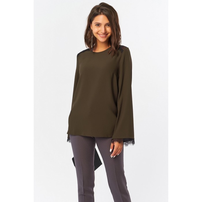 Блуза женская, размер 48, цвет тёмно-зелёный