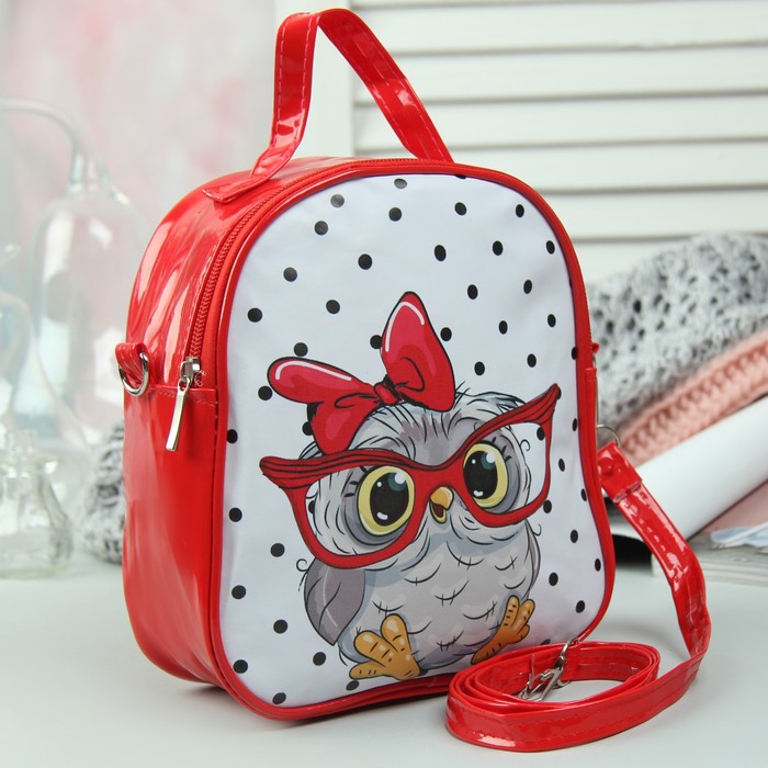 Рюкзак-сумка подростковый "Совёнок", отдел на молнии, регулируемый ремень, цвет красный
