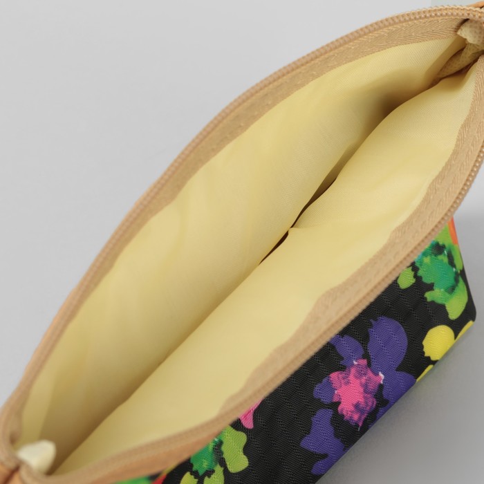 Набор косметичек 2 в 1, "Цветочки", отдел на молнии с ручкой, цвет чёрный