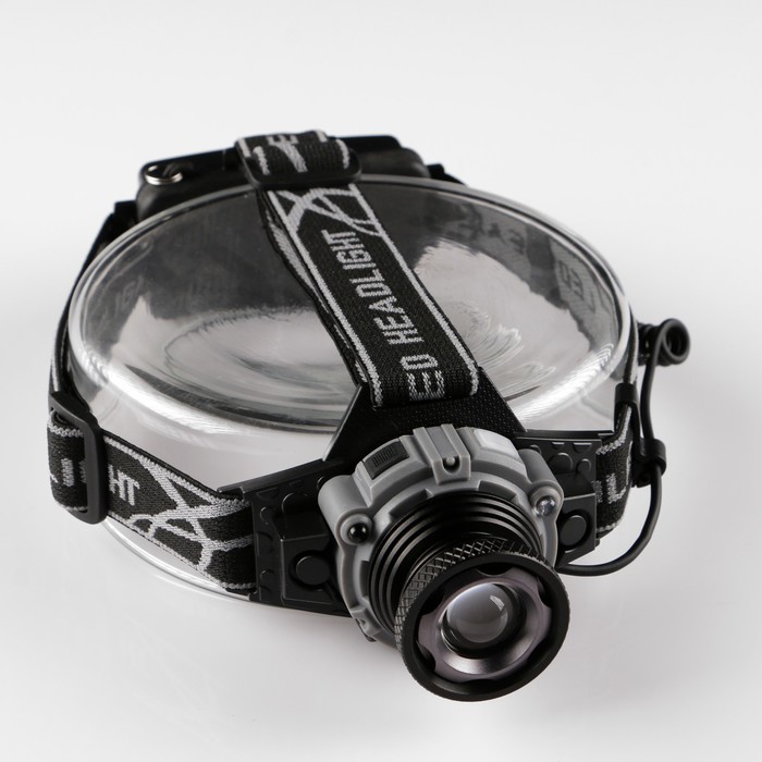 Фонарик налобный, 3 диода, 3 режима, аккум-р 18650, рассеиватель, зарядка, 11х8х6 см