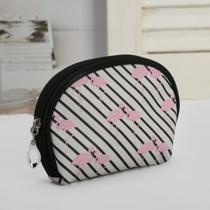 Набор косметичек 3 в 1 ""Фламинго"", отдел на молнии, цвет чёрный