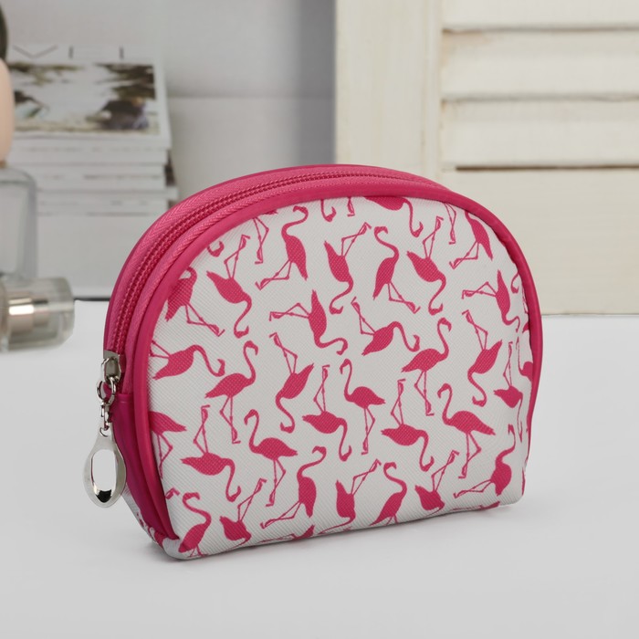 Набор косметичек 3 в 1 ""Фламинго"", отдел на молнии, цвет малиновый