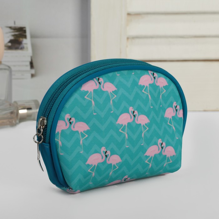 Набор косметичек 3 в 1 ""Фламинго"", отдел на молнии, цвет синий