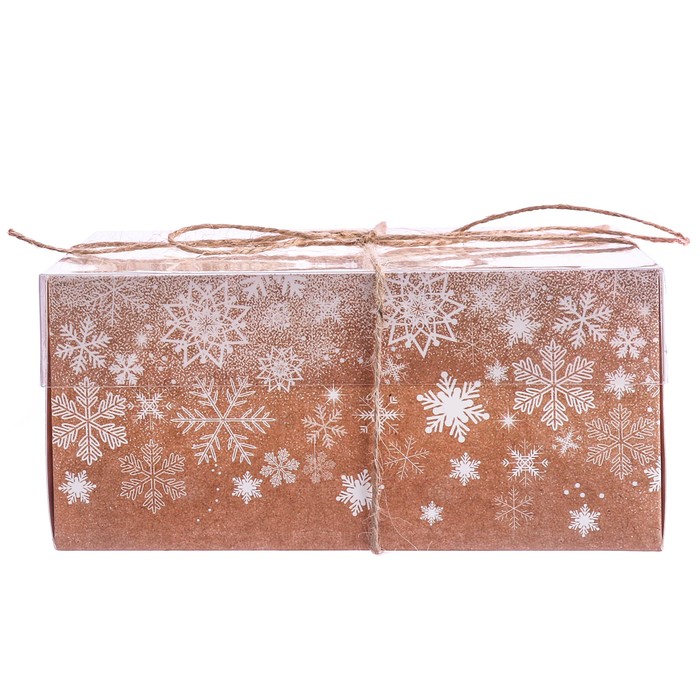 Коробка для капкейка с PVC крышкой «Нежная зима», 16 х 16 х 7,5 см