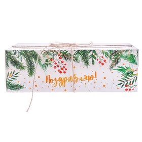 

Коробка для капкейка с PVC-крышкой «Поздравляю!», 16 × 23 × 7,5 см