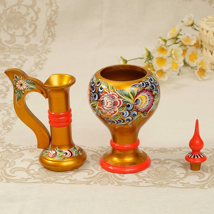 Набор винный «Восток», золото, 8 пр: кувш-0,7л, h=43 см, фужер-150 мл, D подн-40 см 2964831 38070