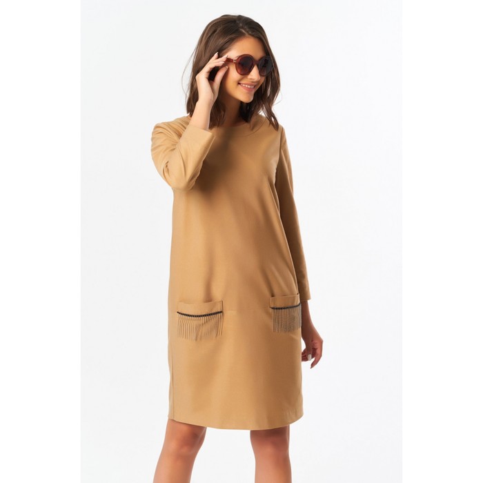 Платье женское, размер 48, цвет бежевый