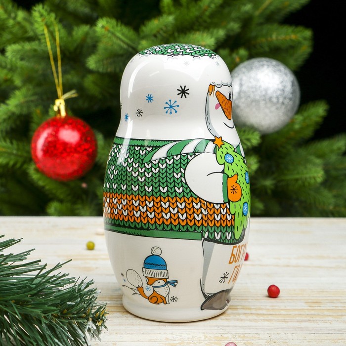 Копилка керамика "Снеговик, богатого года" 15х8,3х8,3 см