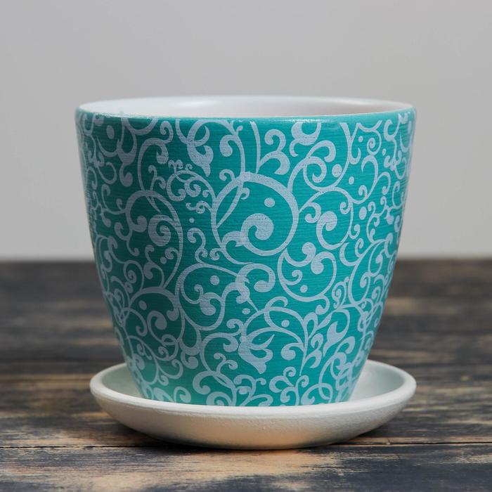 Горшок цветочный Скань бирюзовый крокус №1, 0,7 л