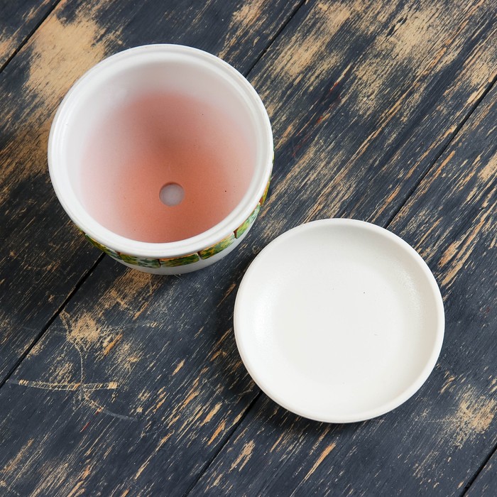 Горшок цветочный Вязь зеленый фундук №1, 0,6 л