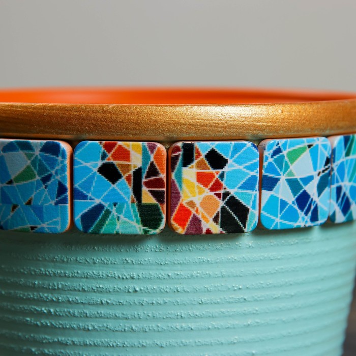 Горшок цветочный Мозаика светло-бирюзовый клен №1, 0,8 л