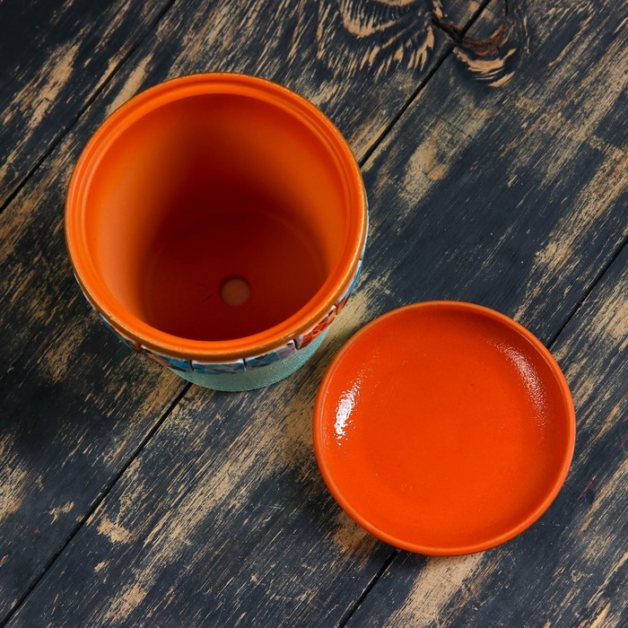 Горшок цветочный Мозаика светло-бирюзовый клен №1, 0,8 л