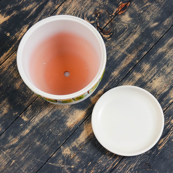 Горшок цветочный Вязь зеленый фундук №3, 2,3 л