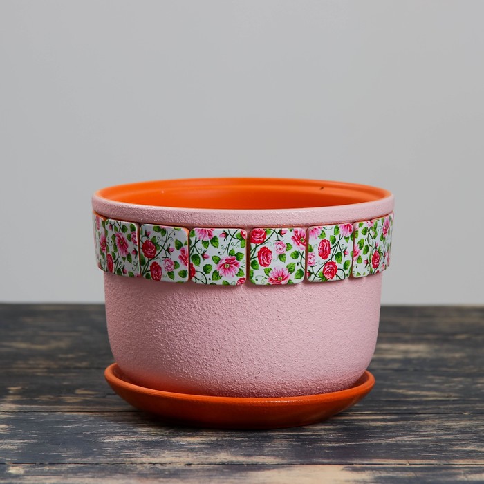 Горшок цветочный Сказка розовый фундук №2, 1,2 л