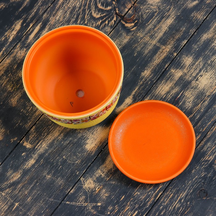 Горшок цветочный Сказка желтый фундук №2, 1,2 л