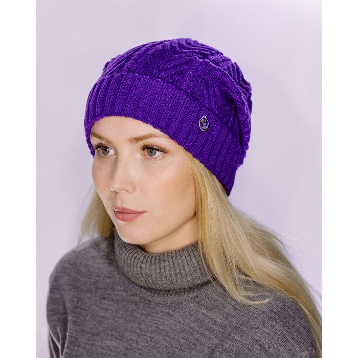 Шапка женская демисезонная "АГНЕШКА" 825939 цвет фиолетовый, р-р 56-58