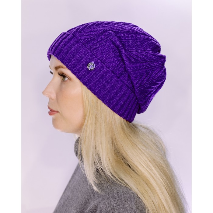 Шапка женская демисезонная "АГНЕШКА" 825939 цвет фиолетовый, р-р 56-58