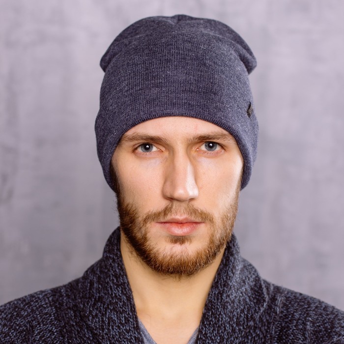 Шапка мужская "ФЛАЕР М" демисезонная 830109 цвет светлый джинс, р-р 56-58