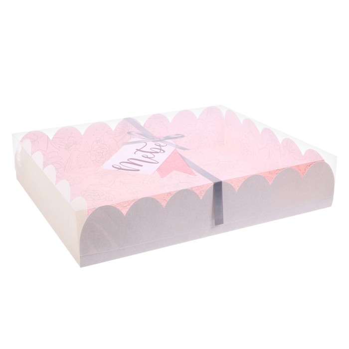 Коробка для кондитерских изделий с PVC крышкой «Для самой прекрасной», 30 х 40 х 8 см